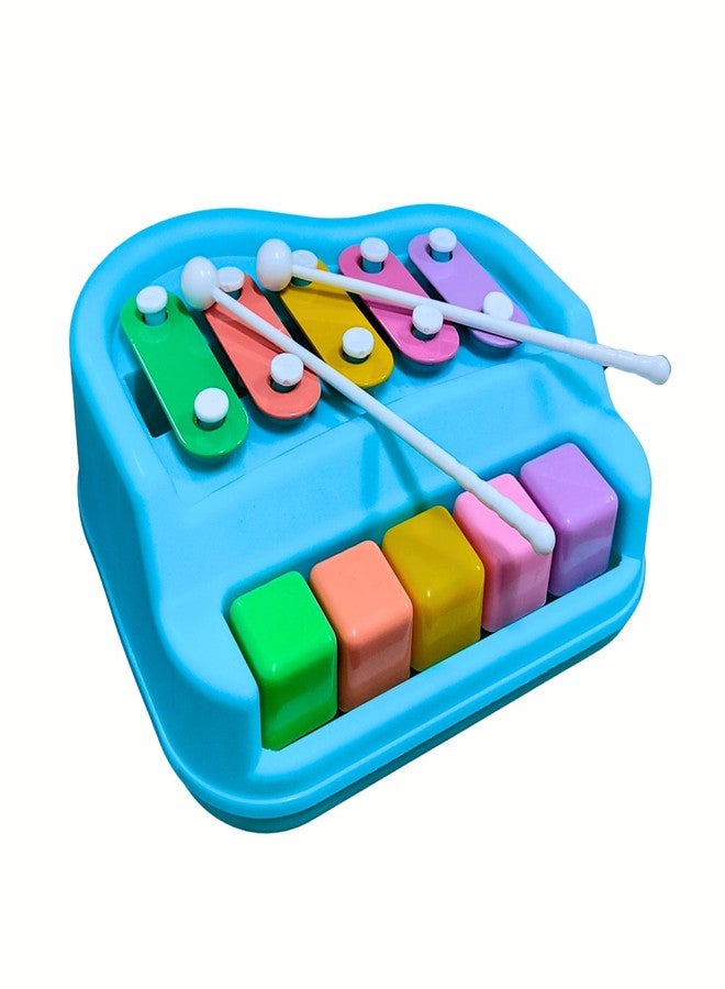 RAINBOW RIDERS Small Xylophone Musical Instrument 2 in 1 Piano and Xylophone Toy with Colorful Keys and Mallets Educational Musical Toy for Toddlers, Babies, Boys, and Girls (Light Blue) - Image 1